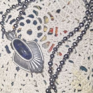 Carolyn Pollack Silver Necklace with Deep Blue Accent